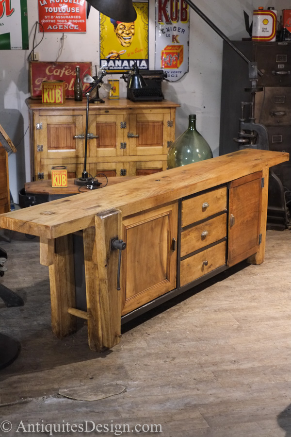 etabli en chene massif clai trnasforme en rangement